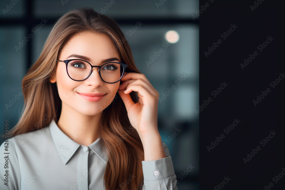 Beautiful young woman portrait in an office Beautiful young woman portrait in an office