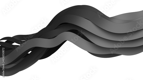 Black curved lines, 3d render