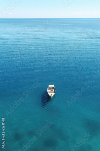 Boat with top view from drone generative ai