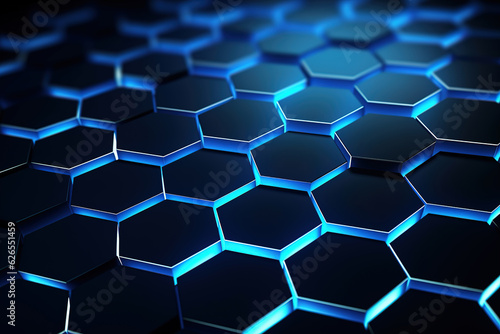 Blue hexagons abstract background pattern generative ai