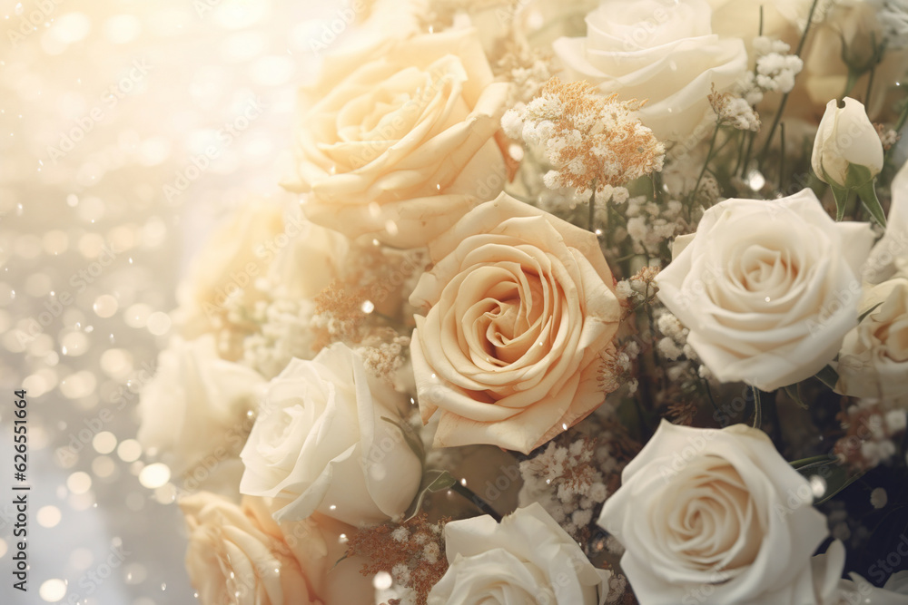 Cream roses background generative ai Cream roses background generative ai