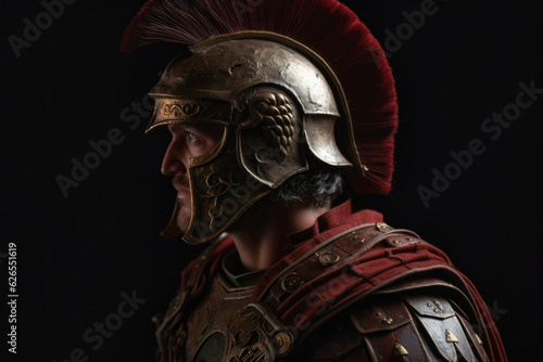 Close-up portrait of an ancient Roman centurion (Generative AI)