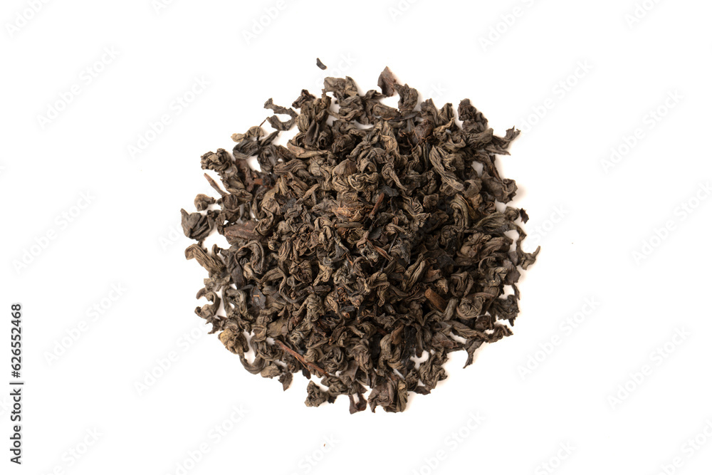 Dried tea leaves isolated on a white background. Dried tea leaves isolated on a white background.