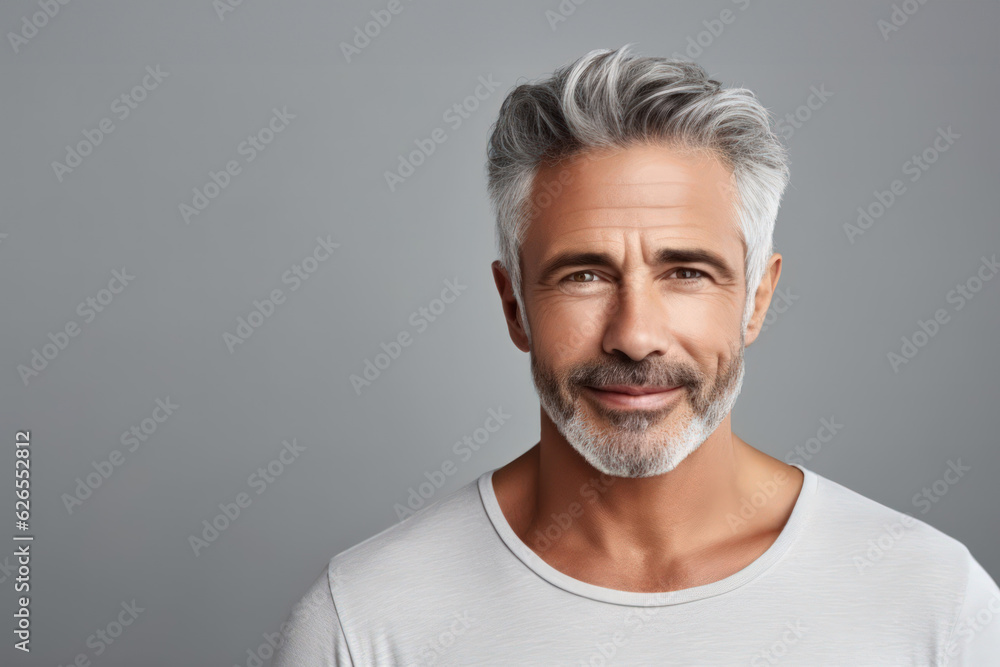 Smart handsome mid aged man model closed up Healthy face skin care with copy space. Smart handsome mid aged man model closed up Healthy face skin care with copy space.