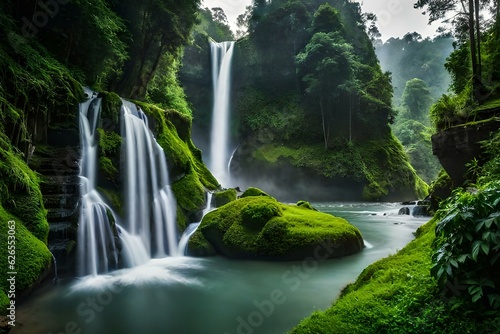 waterfall in the forest generated by AI tool © Nazia