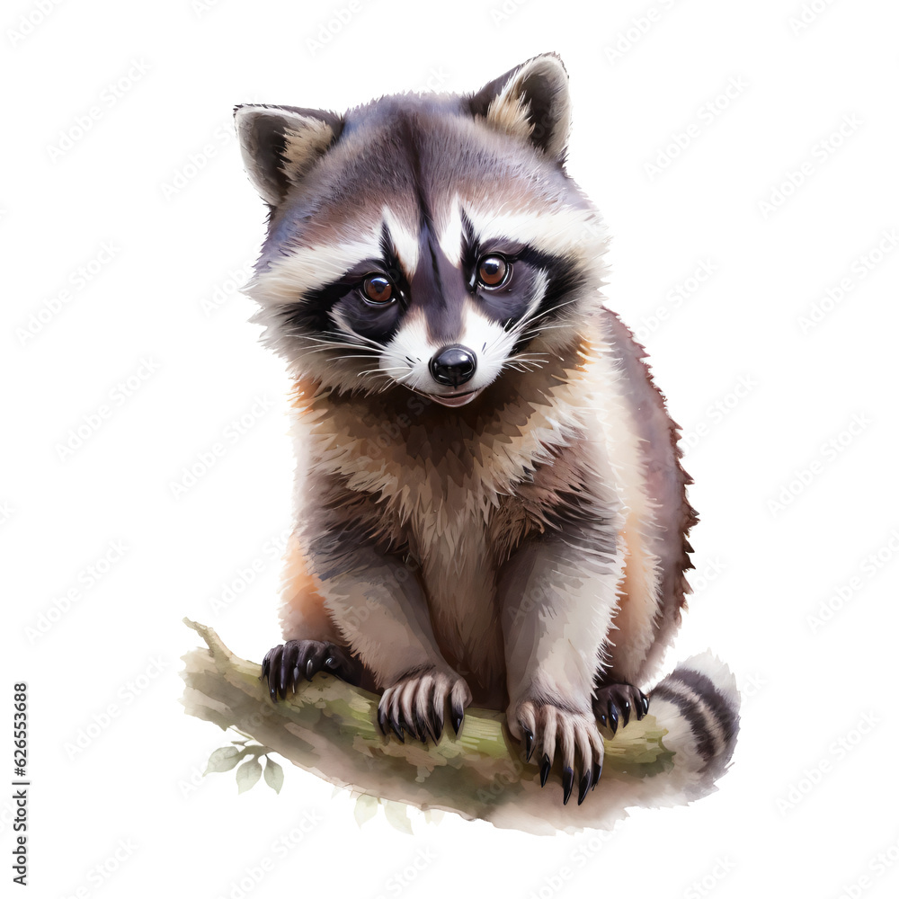 Obraz premium Woodland Animals & Plants Clipart Watercolor Set - Transparent PNGs - Nursery Clipart, Fox, Bear, Deer, Hedgehog