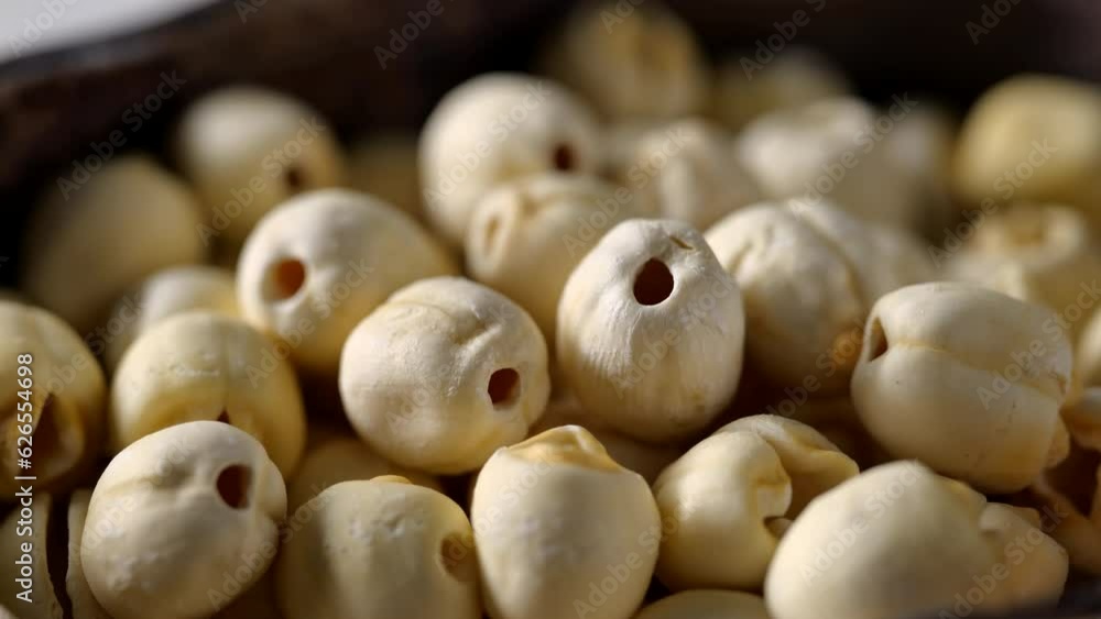 Closeup grain rotate in slow motion, lotus seeds Closeup grain rotate in slow motion, lotus seeds