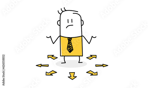 Confused businessman choosing direction