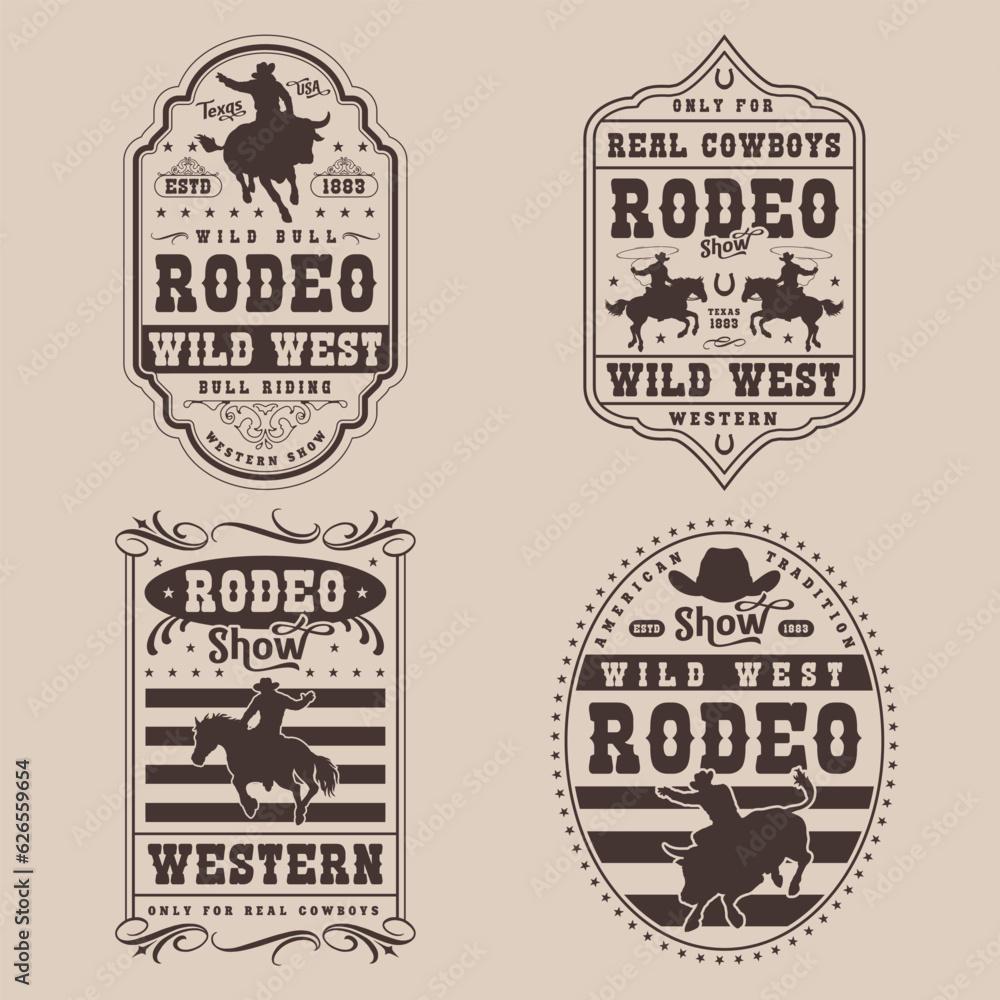 Obraz premium Texas rodeo set posters monochrome