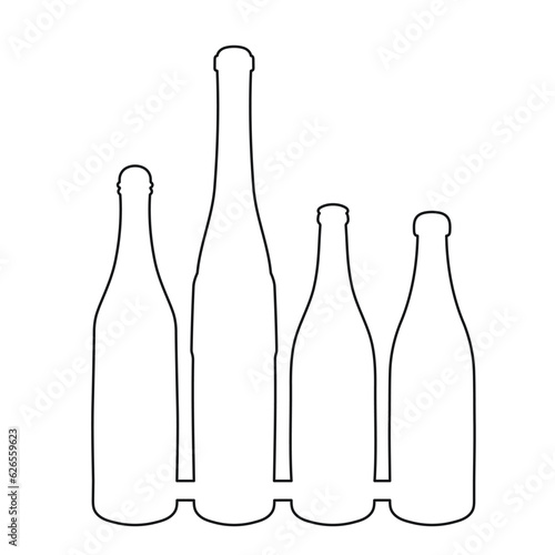 Sketchy image shape of a glass bottle silhouette. Alcohol, wine, whiskey, vodka, brandy, cognac, beer, kvass, champagne, liqueur