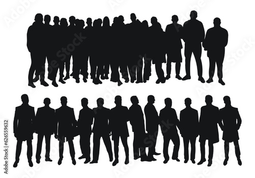 Image of crowd silhouette, group of people. Workers, audience, crowded, corporate, working, teamwork