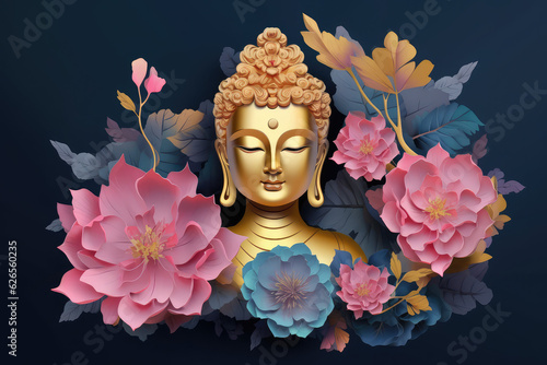 statue of buddha on a lotus flower, generative AI 