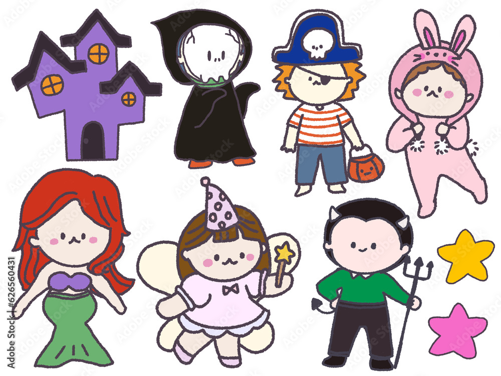 Isolated elements illustration cute fantasy magic doodle character halloween , day of the death festival celebrate Isolated elements illustration cute fantasy magic doodle character halloween , day of the death festival celebrate