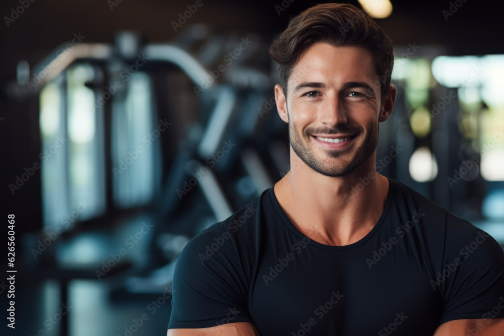 Personal man trainer smiling and fit woman in gym. wellness and healthy lifestyle. Personal man trainer smiling and fit woman in gym. wellness and healthy lifestyle.