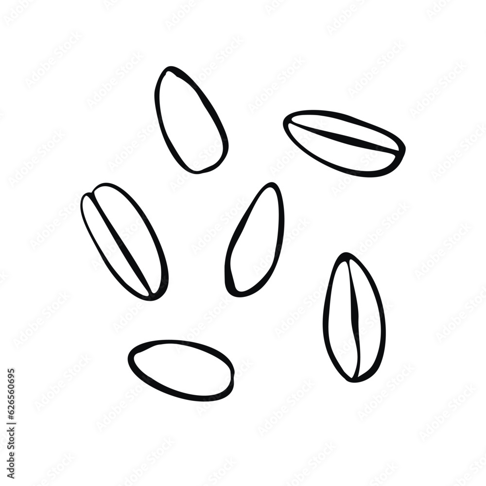 Contoured coffee beans icons. Vector simple illustration of scattered grains Contoured coffee beans icons. Vector simple illustration of scattered grains