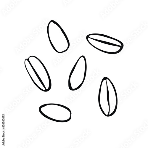 Contoured coffee beans icons. Vector simple illustration of scattered grains