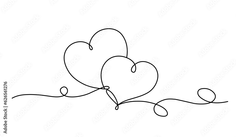 love couple heart line art vector doodle. outline valentine party element love couple heart line art vector doodle. outline valentine party element