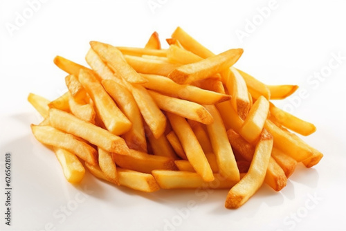 meal french yellow fast potato snack chip fat fry isolated. Generative AI.