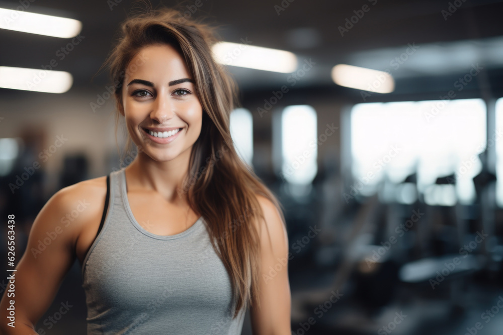 Personal woman trainer smiling and fit woman in gym. wellness and healthy lifestyle.