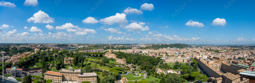 Aerial panorama of Vatican city and Rome. Italy