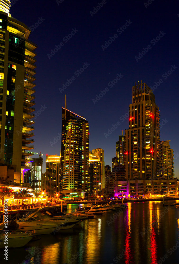 Nightlife in Dubai Marina. UAE. November 16, 2012