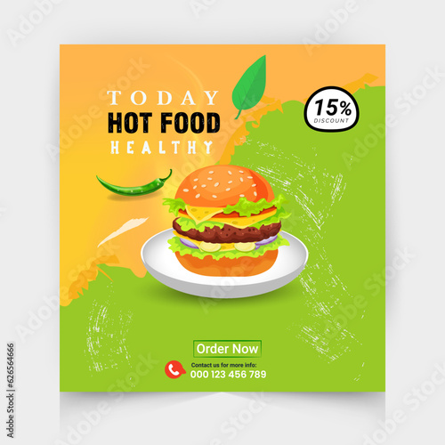 Social media post template Banner  Restaurant discount food Burger Flyer Design  Todays Menu snake Chinese meal ad Template.