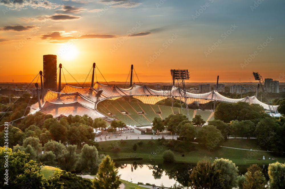 Naklejka premium View of the Olympic stadium at olympiapark in the city of Munich