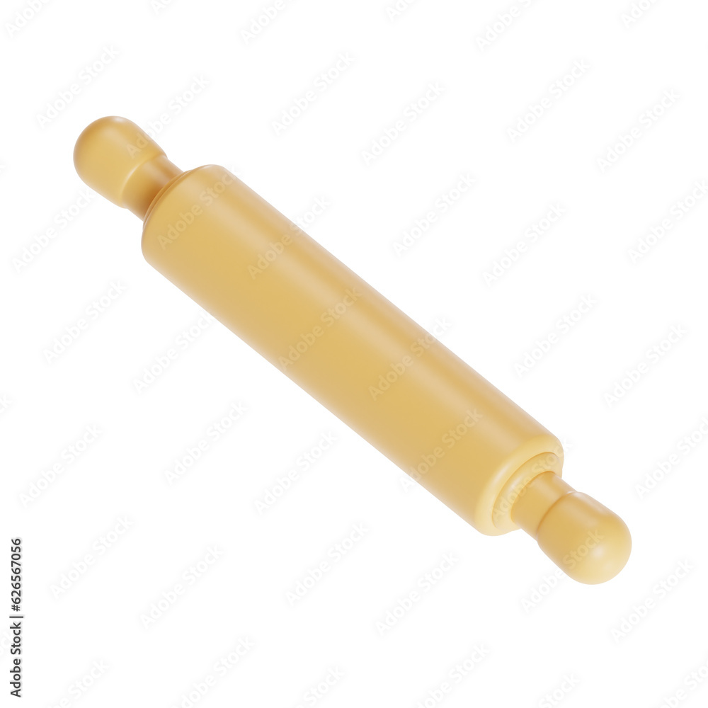 rolling pin 3d render icon illustration, transparent background, cooking and kitchen rolling pin 3d render icon illustration, transparent background, cooking and kitchen