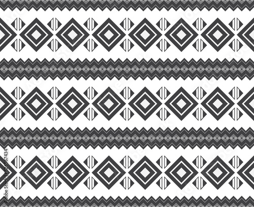 Geometric ethnic navajo seamless pattern. Abstract background. Black boho motif on white background. Vector illustration.