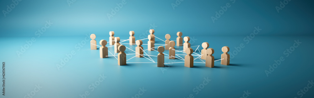 Obraz premium Connection, network, relation concept. human relation and network model diagram. Hand edited generative AI
