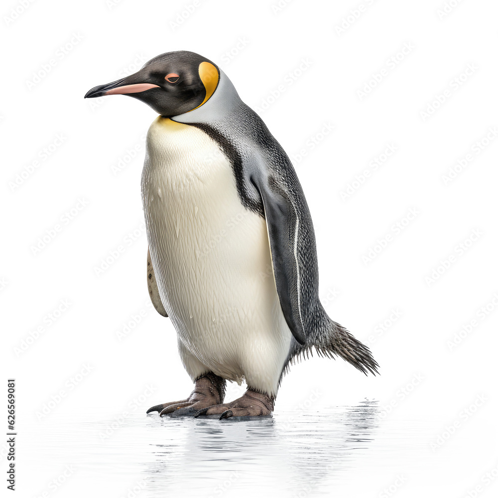 Fototapeta premium penguin looking isolated on white