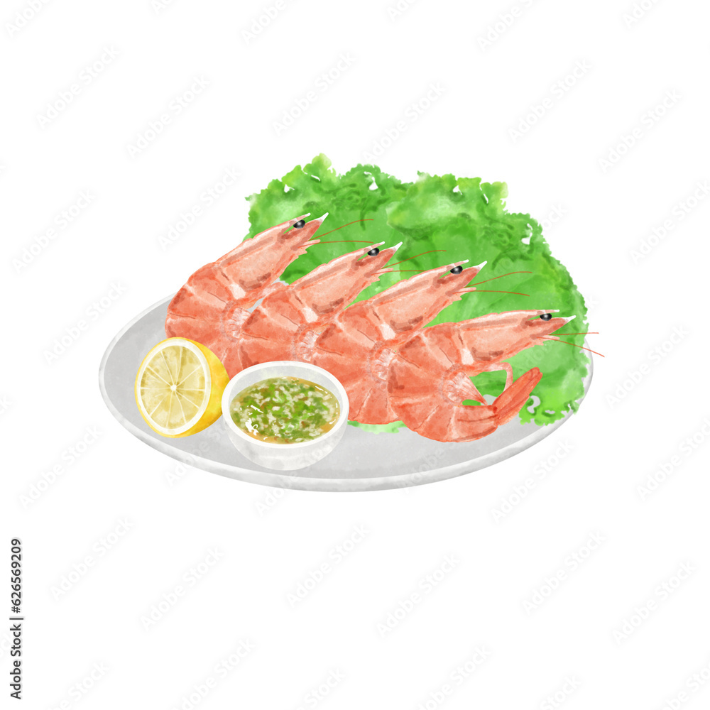 Shrimp seafood with lemon and spices. Shrimp seafood with lemon and spices.