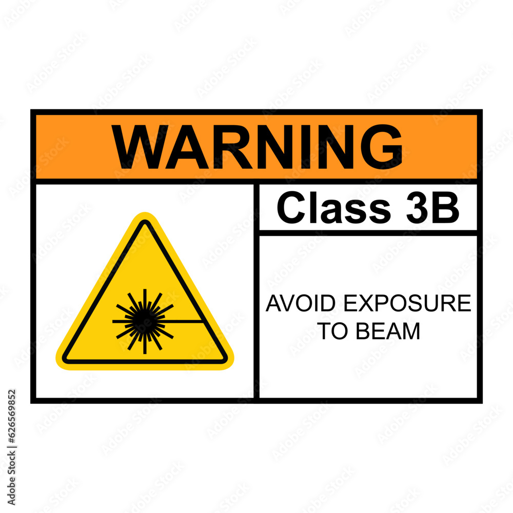 Laser radiation danger class 3B label icon, safety information symbol vector illustration