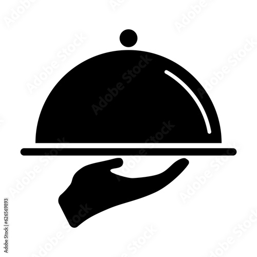 Waiter tray icon, dish menu restaurant web symbol, lunch design vector illustration