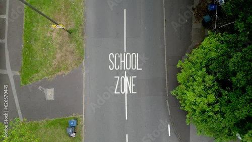 School Safety Road Markings and Vehicles Driving