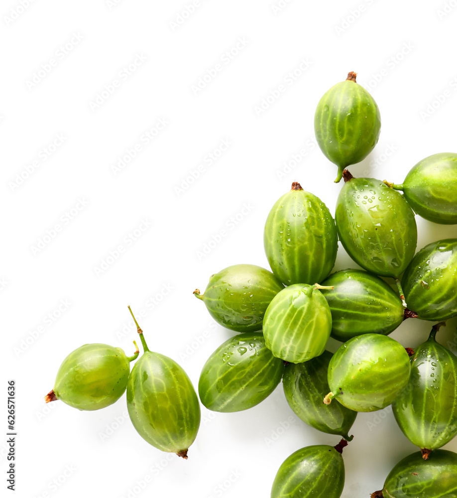Fresh gooseberries on white background Fresh gooseberries on white background