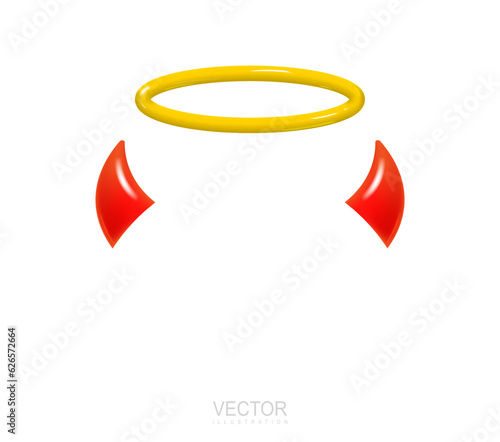 Cartoon headband icon with devil horns on white background. Head decor for party time. Halloween mask. Vector illustration.