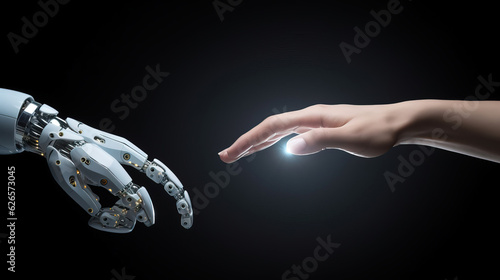 Human hand reaching to robot hand