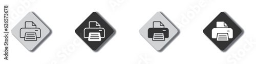 Printer icon on a flat button with shadow. Vector illustration. © Burbuzin