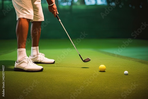 Man in Golf Simulator Closeup. Photo generative AI