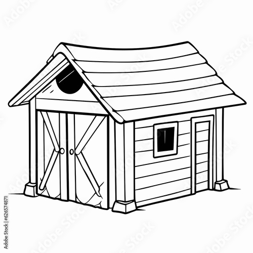 stable, stable cartoon, stable black and white, line, cute,  coloring page, coloring book