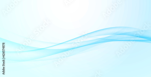 Blue vivid soft elegant swoosh smoky lines over light gradient background. Vector illustration © phyZick