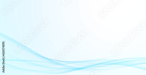Dynamic fluid blue soft mild lines over gradient background. Vector illustration