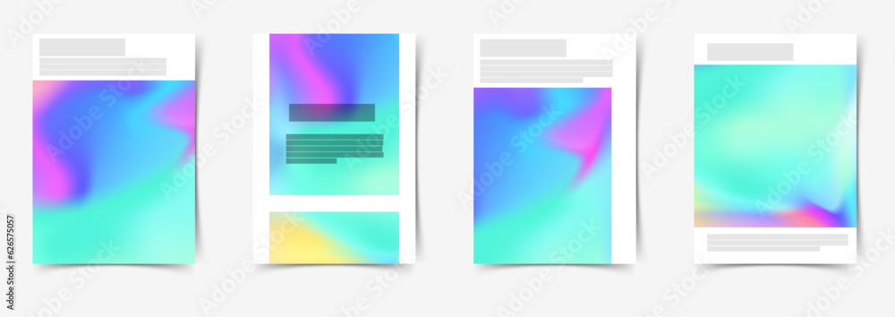 Bright retro folder templates with soft gradient vivid colors. Hipster unusual old style colorful cover. Vector illustration