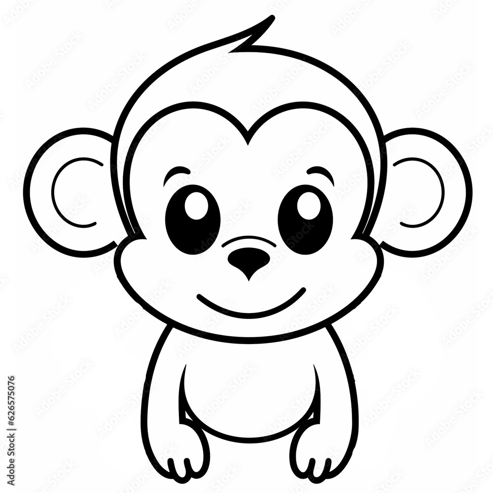Monkey, monkey cartoon, monkey black and white, line Monkey, monkey cartoon, monkey black and white, line