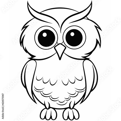 Owl, owl cartoon, owl black and white, line