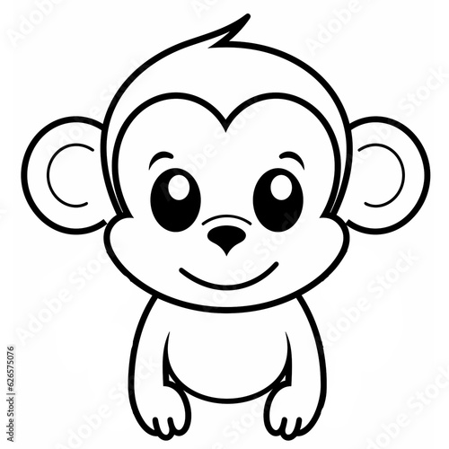 Monkey, monkey cartoon, monkey black and white, line