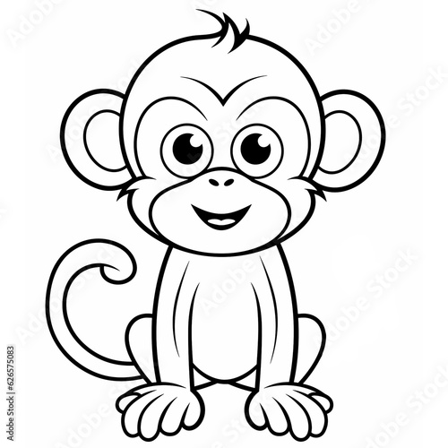 Monkey, monkey cartoon, monkey black and white, line