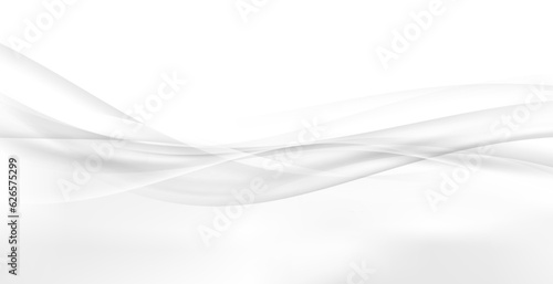Grey background with elegant transparent fluid smooth abstract swoosh border line. Speed futuristic high-tech wave stream background. Mild smoke pattern gray modern soft layout. Vector illustration
