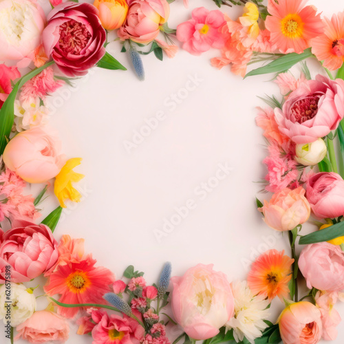 Photo frame of flowers. Wedding concept with flowers. For the design of greeting cards or invitations.